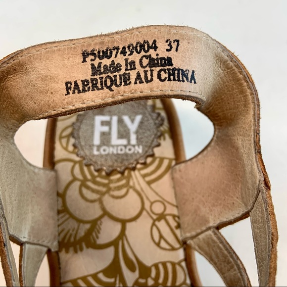 FLY London Yapi Metallic Ghillie Wedge Sandals 37 - Picture 10 of 12